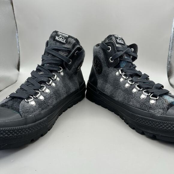 Woolrich x Converse Men’s 9 US Chuck Taylor All Star Street Hiker Black Plaid - Picture 6 of 11